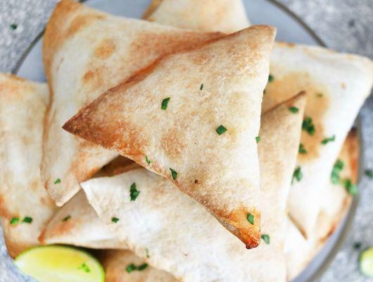 Baked Samosas - Stuffed with spiced minced & kale.