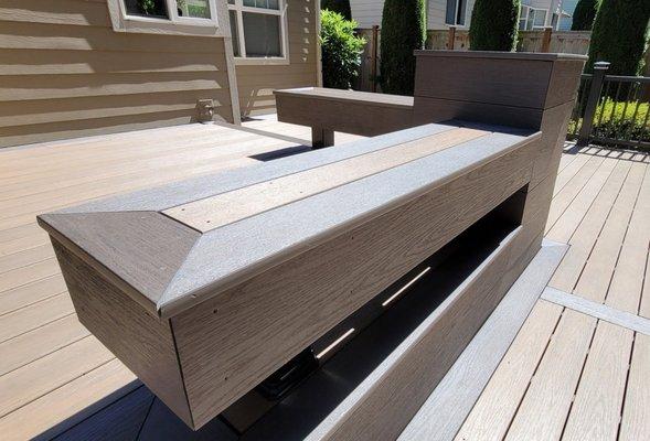 PVC decking and fascias on a bench and planter box.