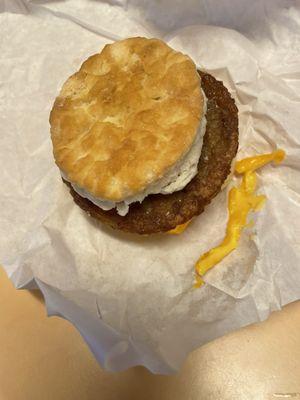 Egg sausage cheese biscuit