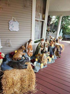 The nativity scene right outside on the patio