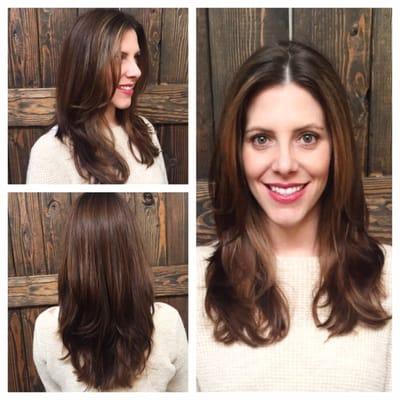 A gorgeous cut and color on this client created by owner and stylist, Angela :)