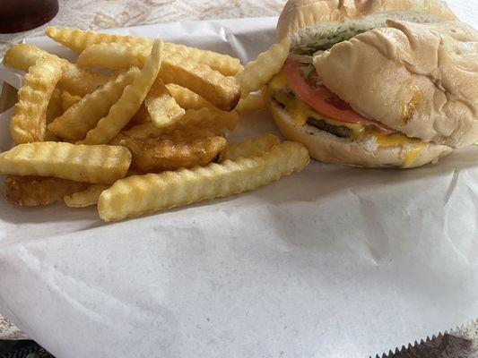 Burger and fries