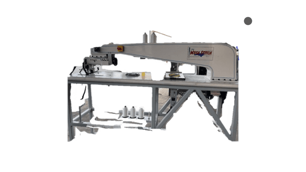 The custom built Mega machine for sewing tarps and ground covers. This machine handles those larger sewing projects