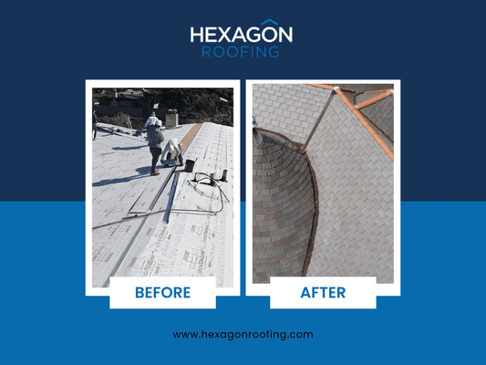 Before and After by Hexagon Roofing! Leading roofing contractor in SoCal.  
Roofing, Roof repair, roofing companies in Pasadena, CA