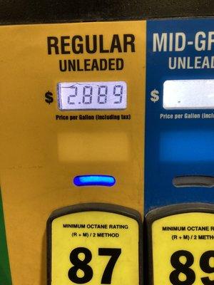 There it is.$2.889 Urg! It was $30.00 to fill