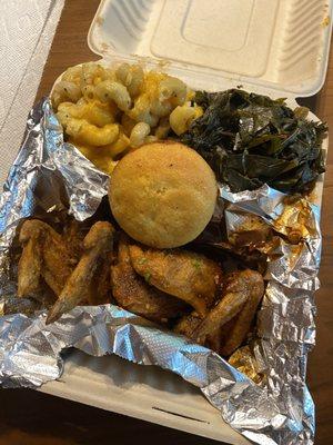 Dinner special with Cousin Kina's S'mac & Cheese and Clean Mean Collard Greens