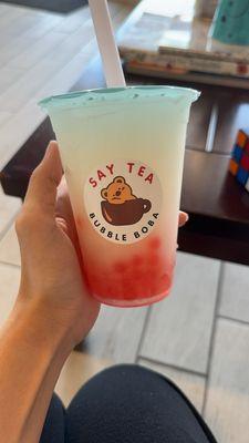 Lychee sushi + strawberry popping boba