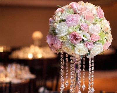 Pink and White Orb Centerpiece with Crystals