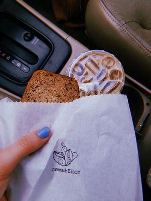 Iced coffee & vegan banana bread