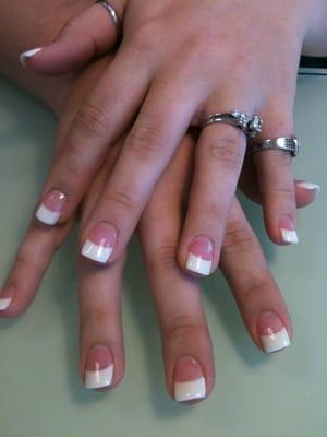 pink and white powder or called solar nails