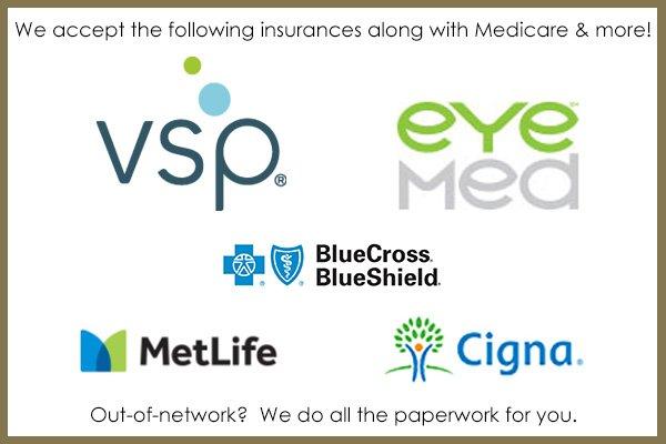 Time to use your benefits before you lose them.  We accept VSP, EyeMed, MetLife, CignaVision, BCBS and more.  Schedule your eye exam today.