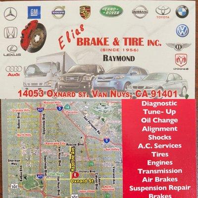 Elias Brake & Tire Business Card