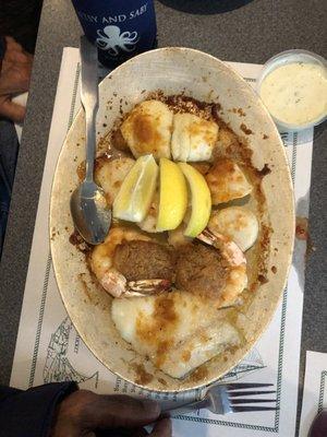 Broiled seafood platter.