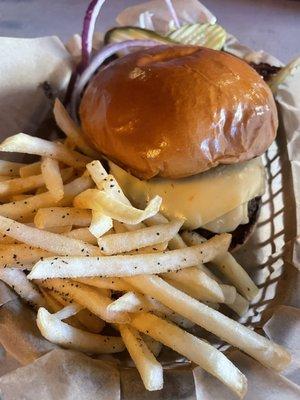 Cheeseburger with pepper Jack cheese