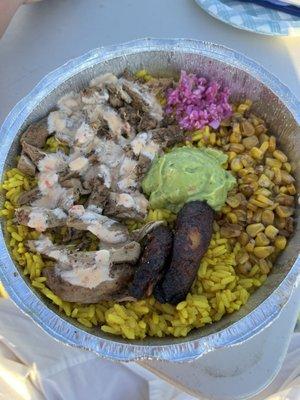 Jamaican Jerk Chicken Bowl - no beans, extra rice, extra chicken