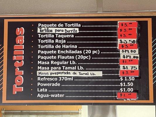 Tortilleria Terrell Menu.  They have more items that they do have listed !