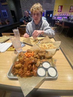 10 Jerk wings and 20 lemon pepper