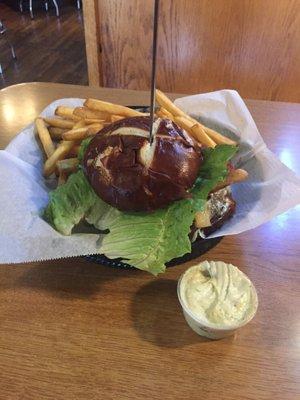 Black n blue burger with chefs special aioli