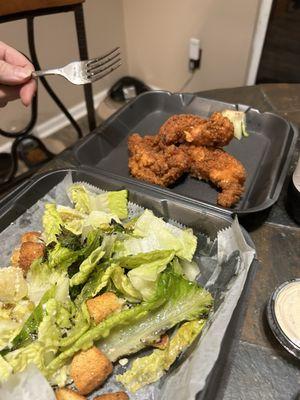 Warm chicken tenders salad