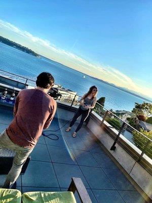 A Seattle Digital Marketing behind the scenes look at a recent photoshoot.  Making the magic happen during the "Golden Hour".