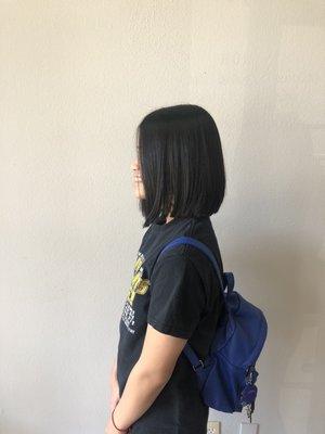 Bob cut.