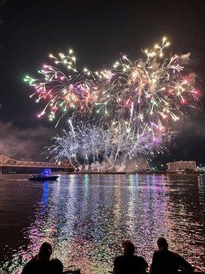 Rainbow colored fireworks!