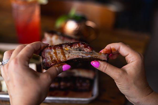 The Valley's Best Smoked BBQ Ribs, done in house with Pecan wood.