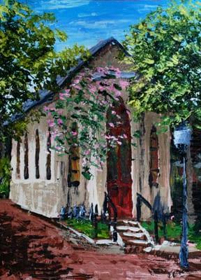 Church gallery selling work of local artists.  40% goes to food program