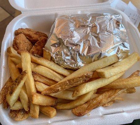 Spicy Chicken Sandwich combo with fries and nuggets