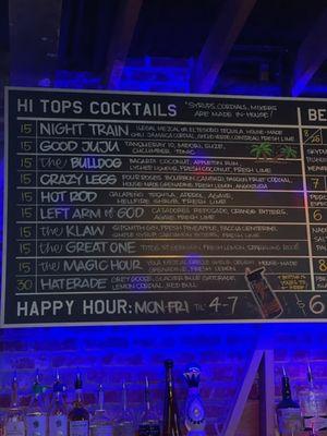 Drink menu