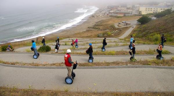 Zig-zagging on Strawberry Hill, Pacifica.