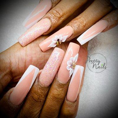 Long acrylic nails design