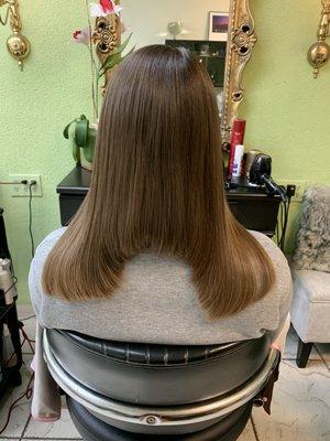 Long to short haircut, this is called a long bob very cute in style