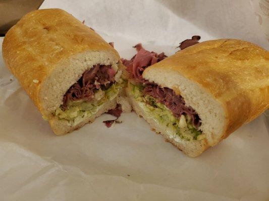 Whole roast beef grinder