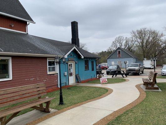 Outside entrance - near the back of the Milk Pail complex.