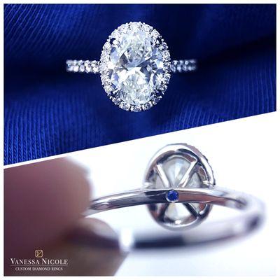 Seamless Oval halo ring. No gaps between the halo & the center diamond.