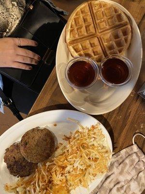 Sausage patties, waffle