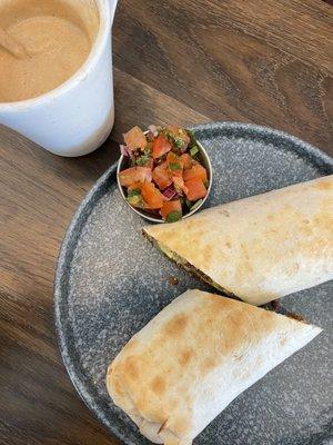 Breakfast burrito with coffee, it was delicious!