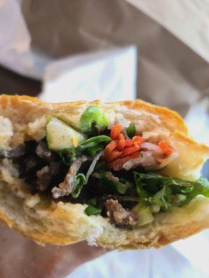 Grilled beef banh mi