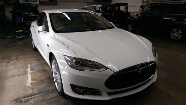 Tesla in for paint correction and ceramic coating.