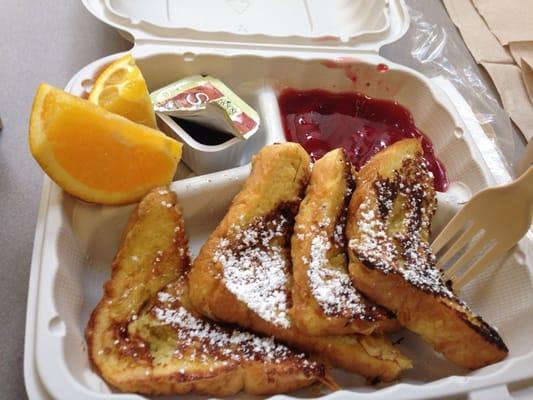 French toast with the strawberry syrup thang on the side $3.75!