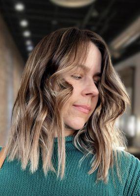 Balayage with blunt bob haircut