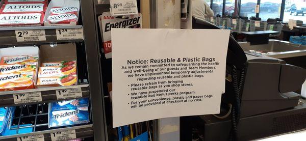 Reusable bags not permitted at this time.