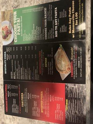 Take home menu