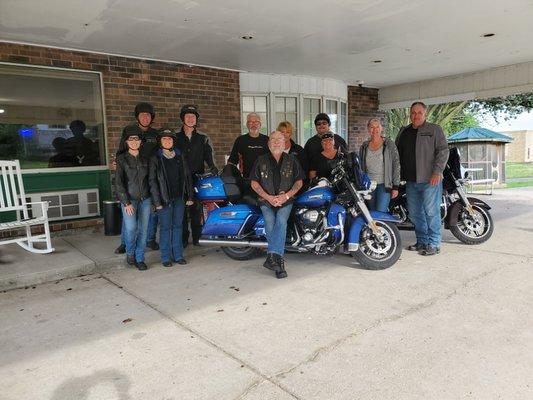 Hank J. Leaving with a group to ride.