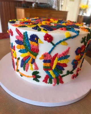 Mexican embroidery specialty cake with Otomi pattern.