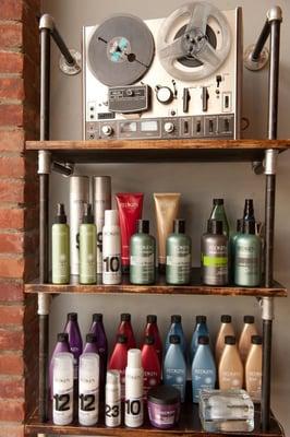 Retail fits into our retro design. We feature fantastic Redken professional styling products for men and women.