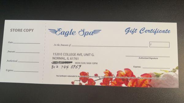 Gift certificates for massage