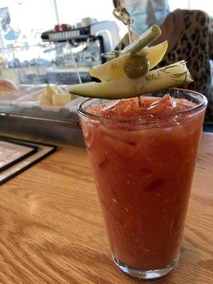 Bloody Mary with house made pickle garnish