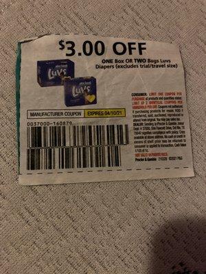 Coupon of item